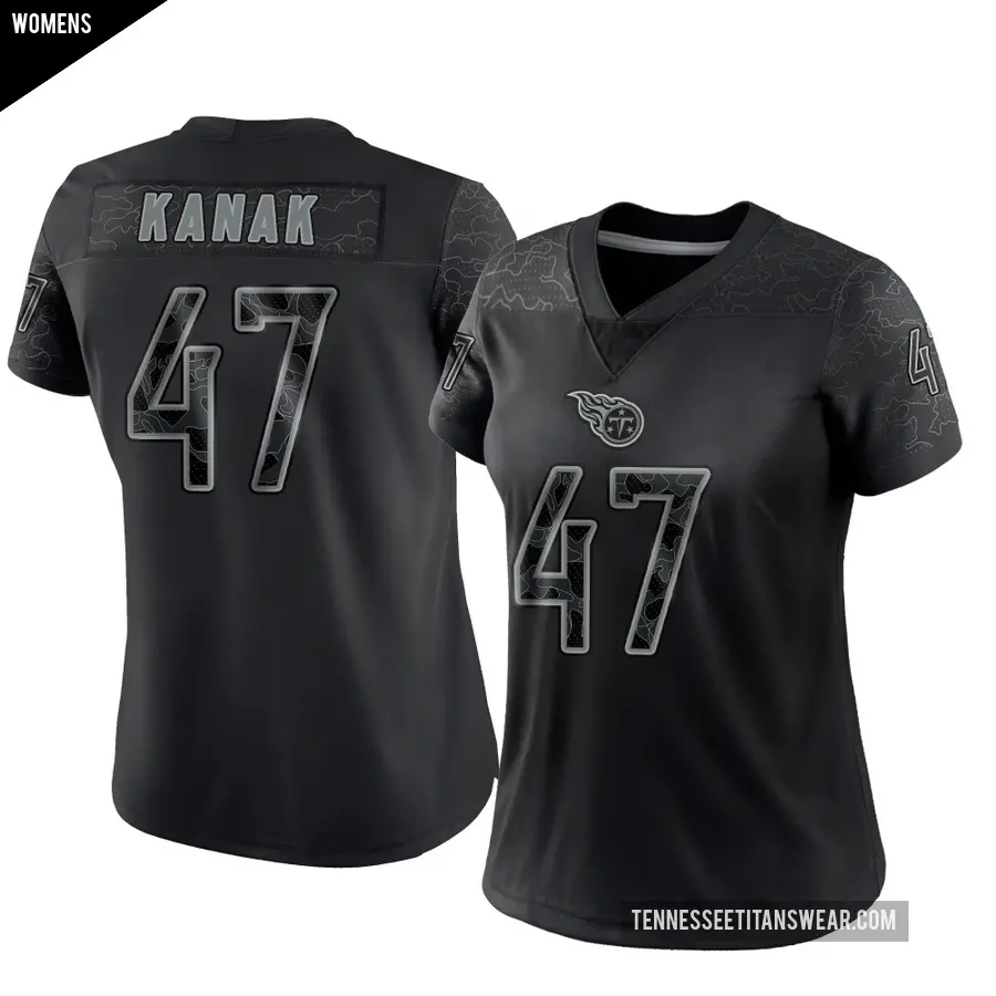 Women's Tennessee Titans ＃47 Jaren Kanak Black Limited Reflective Jersey