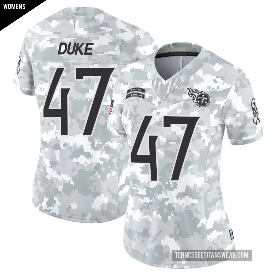 Women's Tennessee Titans ＃47 Khalid Duke Arctic Camo Limited 2024 Salute to Service Jersey