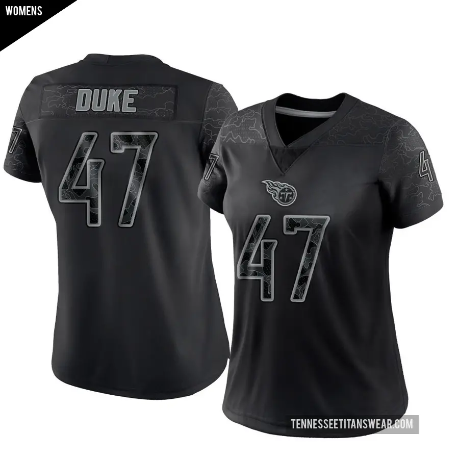 Women's Tennessee Titans ＃47 Khalid Duke Black Limited Reflective Jersey