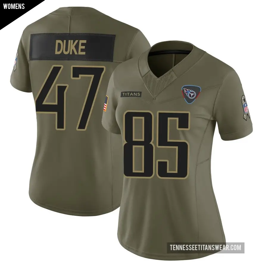 Women's Tennessee Titans ＃47 Khalid Duke Olive Limited 2025 Salute to Service Jersey