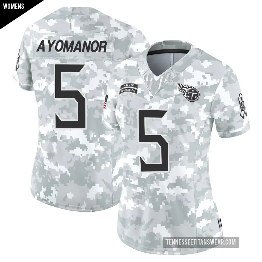 Women's Tennessee Titans ＃5 Elic Ayomanor Arctic Camo Limited 2024 Salute to Service Jersey