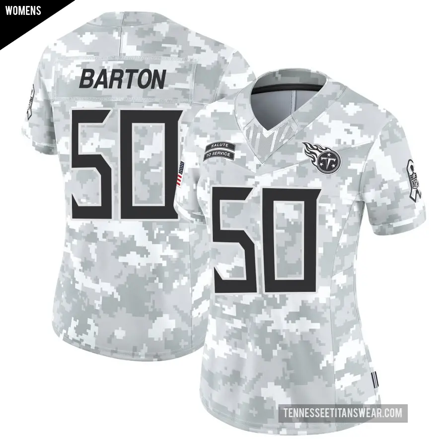 Women's Tennessee Titans ＃50 Cody Barton Arctic Camo Limited 2024 Salute to Service Jersey