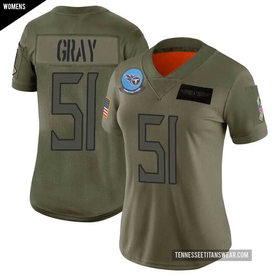 Women's Tennessee Titans ＃51 Cedric Gray Camo Limited 2019 Salute to Service Jersey