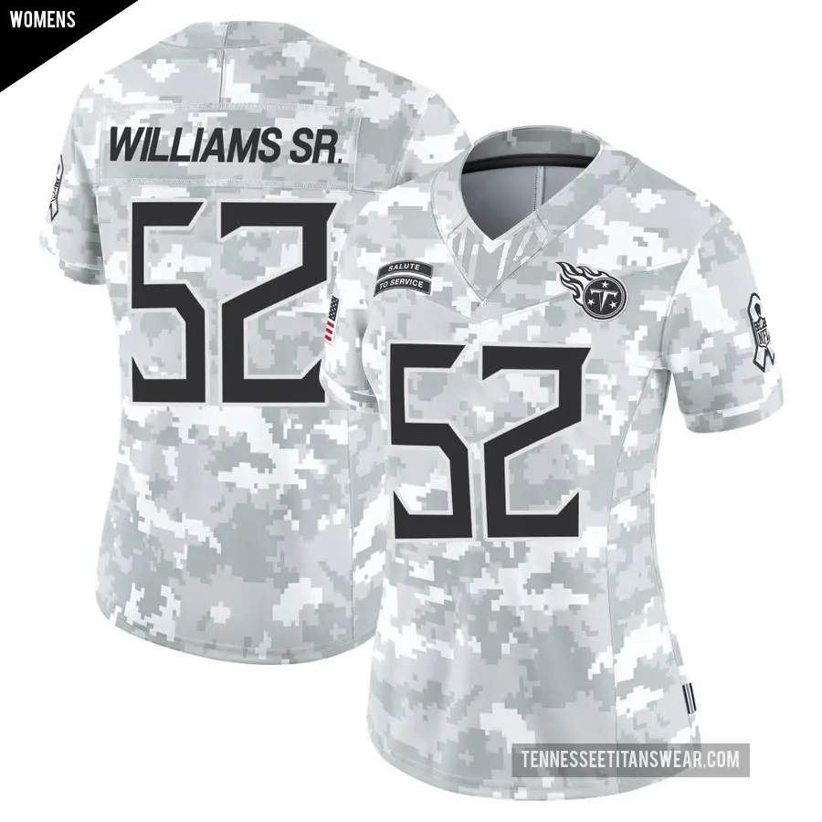 Women's Tennessee Titans ＃52 James Williams Sr. Arctic Camo Limited 2024 Salute to Service Jersey