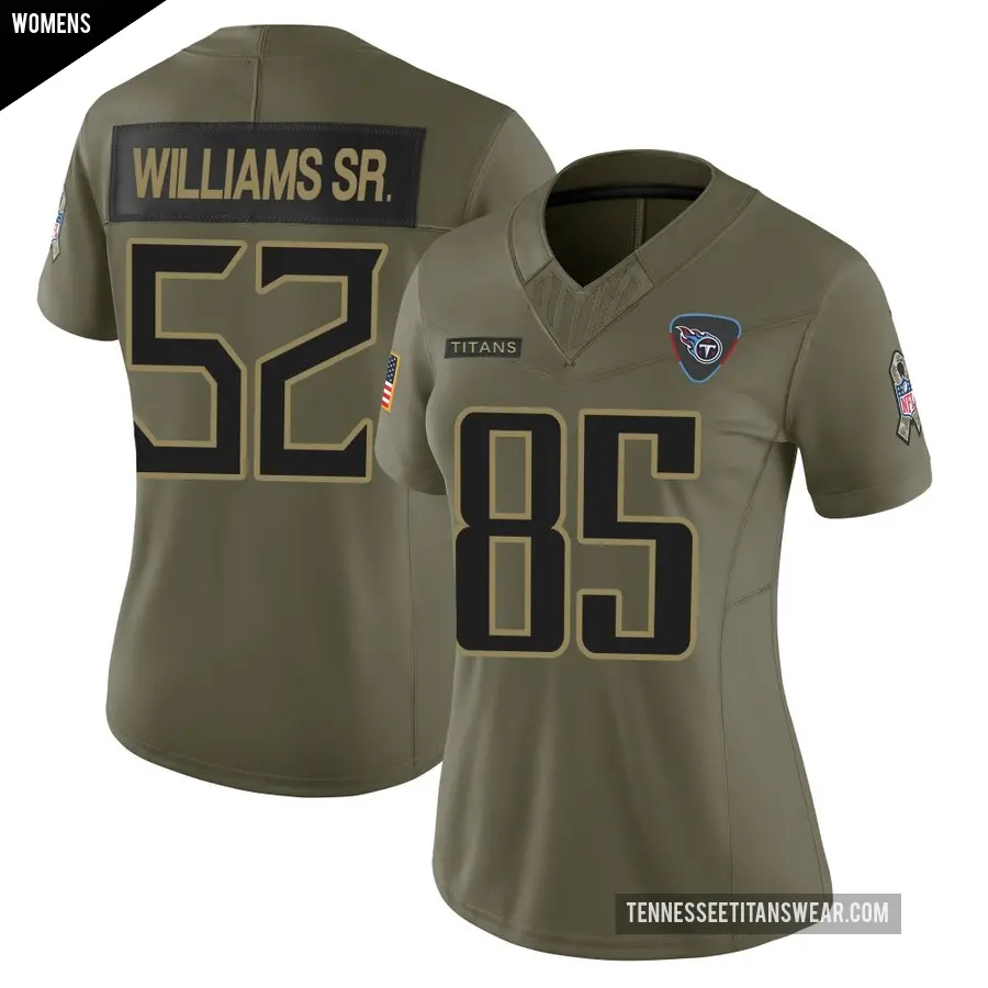 Women's Tennessee Titans ＃52 James Williams Sr. Olive Limited 2025 Salute to Service Jersey
