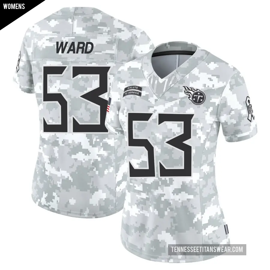 Women's Tennessee Titans ＃53 Jihad Ward Arctic Camo Limited 2024 Salute to Service Jersey