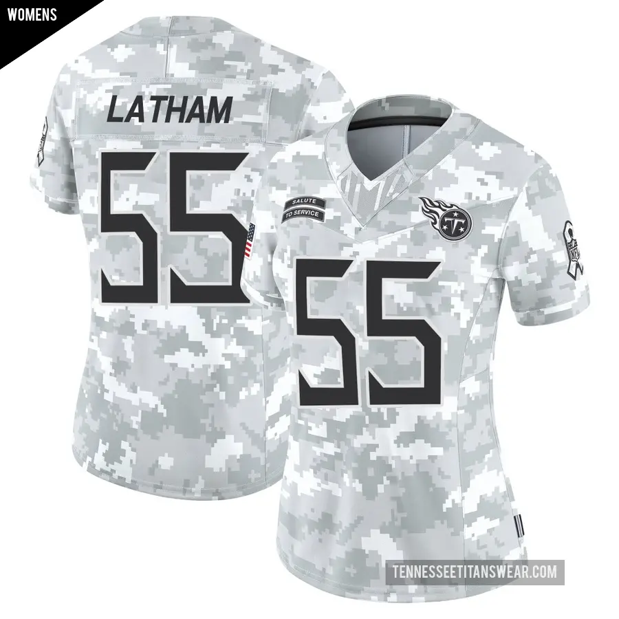 Women's Tennessee Titans ＃55 JC Latham Arctic Camo Limited 2024 Salute to Service Jersey