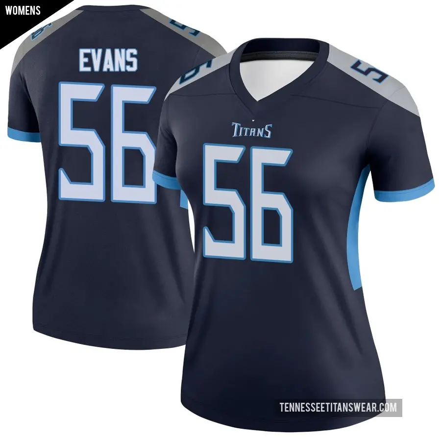 Women's Tennessee Titans ＃56 Desmond Evans Navy Legend Jersey