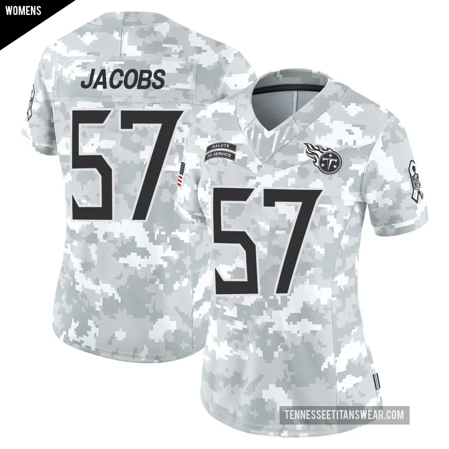 Women's Tennessee Titans ＃57 Curtis Jacobs Arctic Camo Limited 2024 Salute to Service Jersey