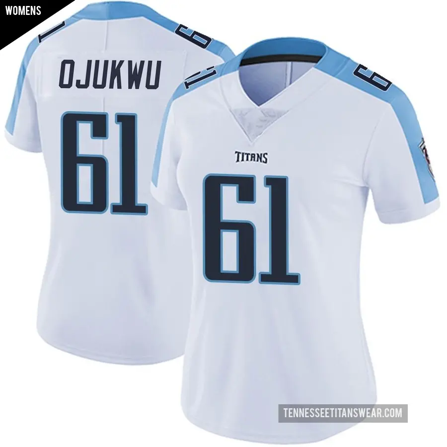 Women's Tennessee Titans ＃61 John Ojukwu White Limited Vapor Untouchable Jersey