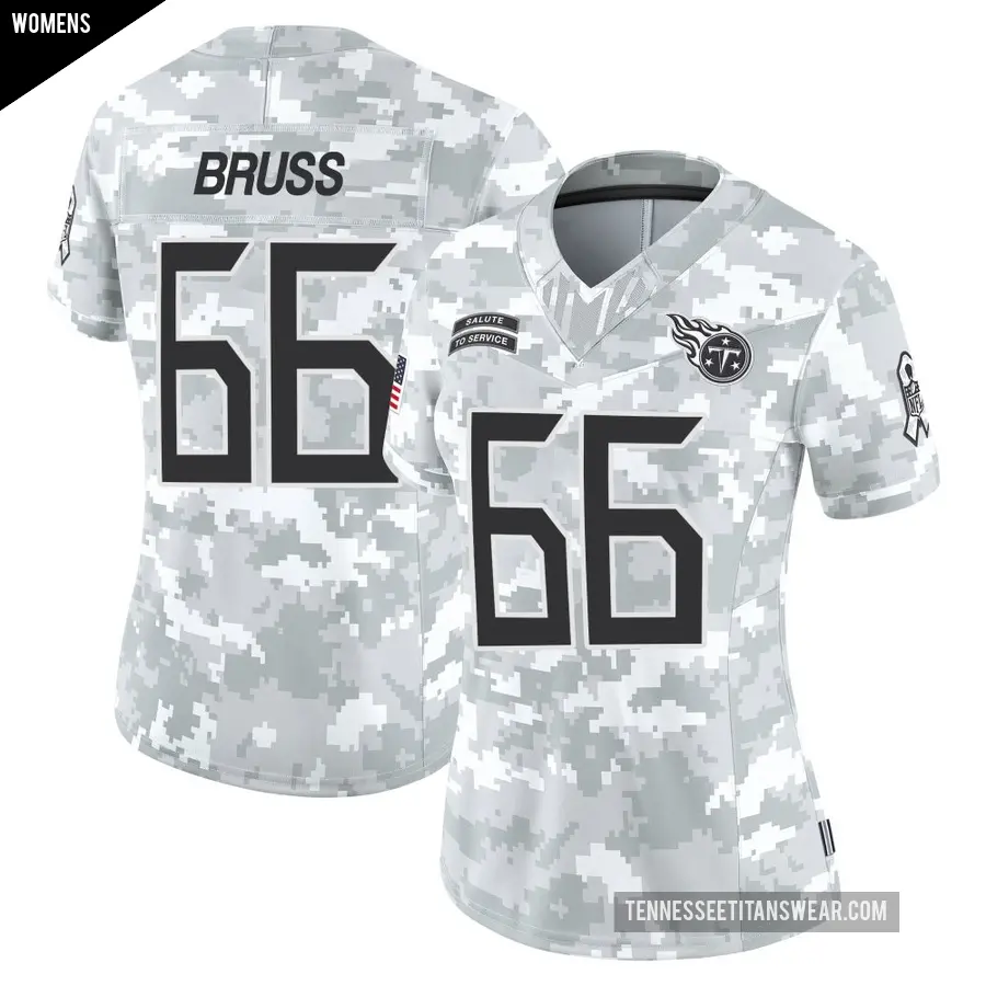 Women's Tennessee Titans ＃66 Logan Bruss Arctic Camo Limited 2024 Salute to Service Jersey