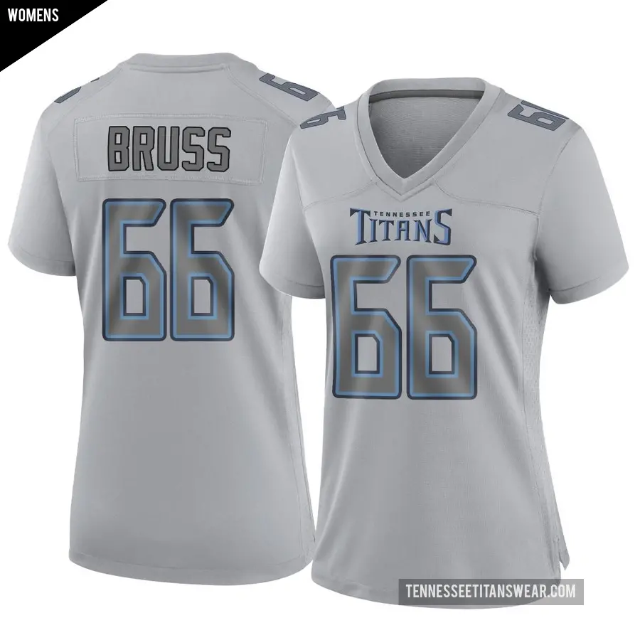 Women's Tennessee Titans ＃66 Logan Bruss Gray Game Atmosphere Fashion Jersey