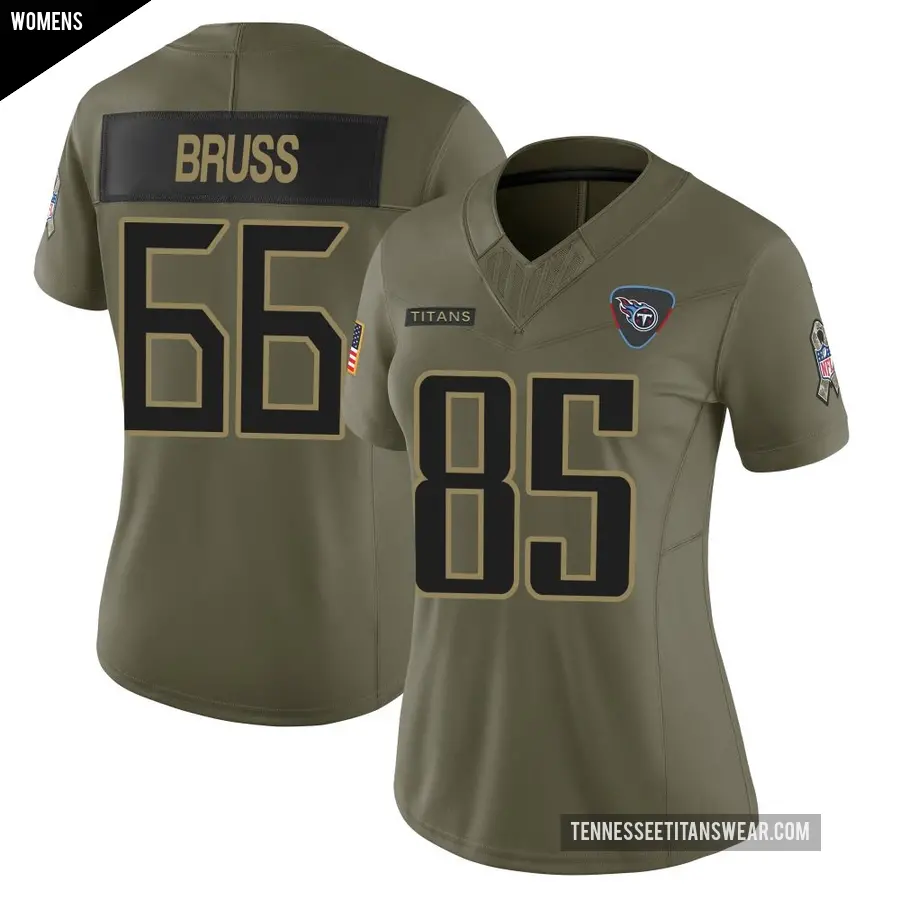Women's Tennessee Titans ＃66 Logan Bruss Olive Limited 2025 Salute to Service Jersey