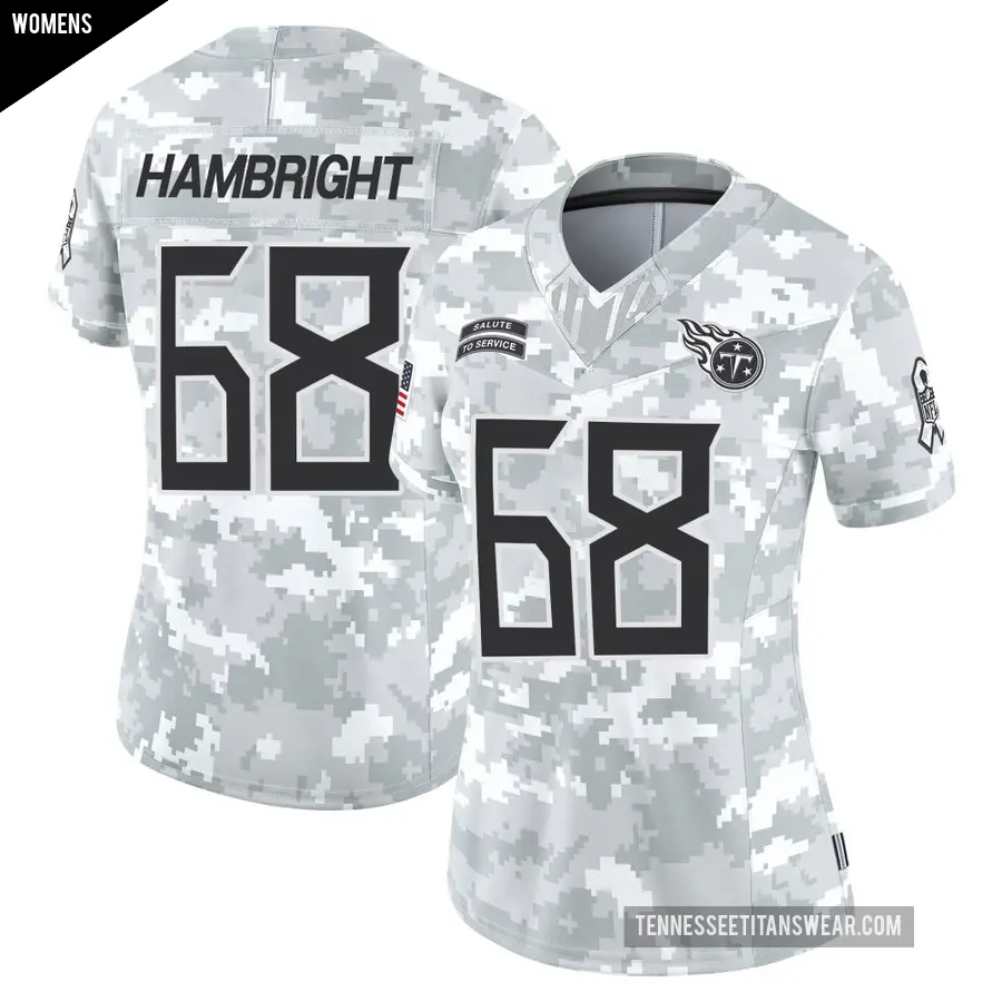 Women's Tennessee Titans ＃68 Arlington Hambright Arctic Camo Limited 2024 Salute to Service Jersey