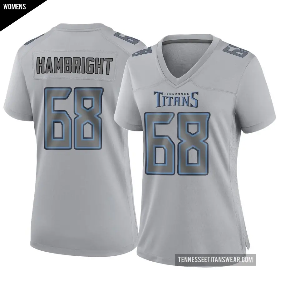 Women's Tennessee Titans ＃68 Arlington Hambright Gray Game Atmosphere Fashion Jersey