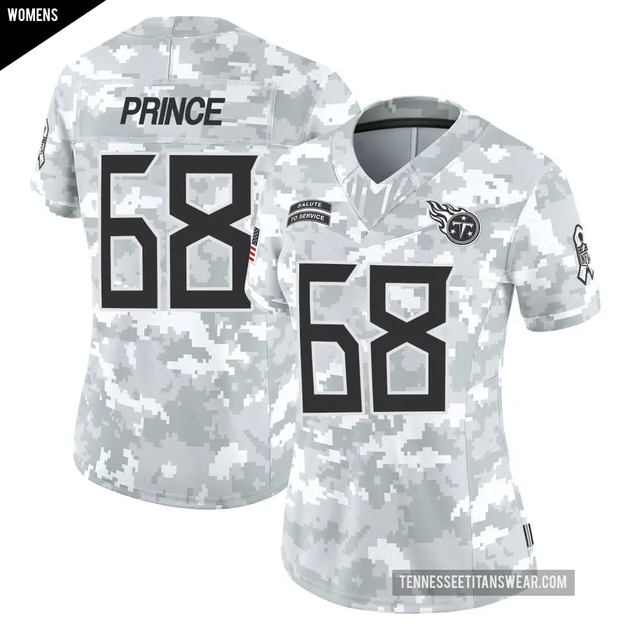 Women's Tennessee Titans ＃68 Isaiah Prince Arctic Camo Limited 2024 Salute to Service Jersey