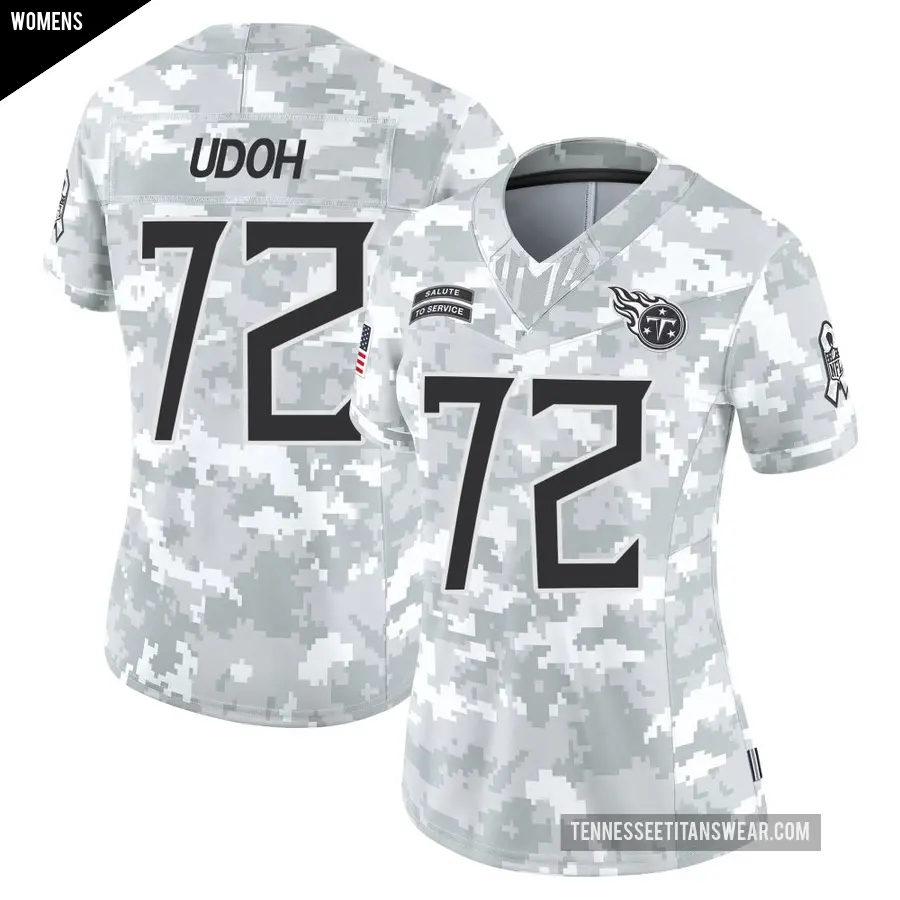 Women's Tennessee Titans ＃72 Olisaemeka Udoh Arctic Camo Limited 2024 Salute to Service Jersey