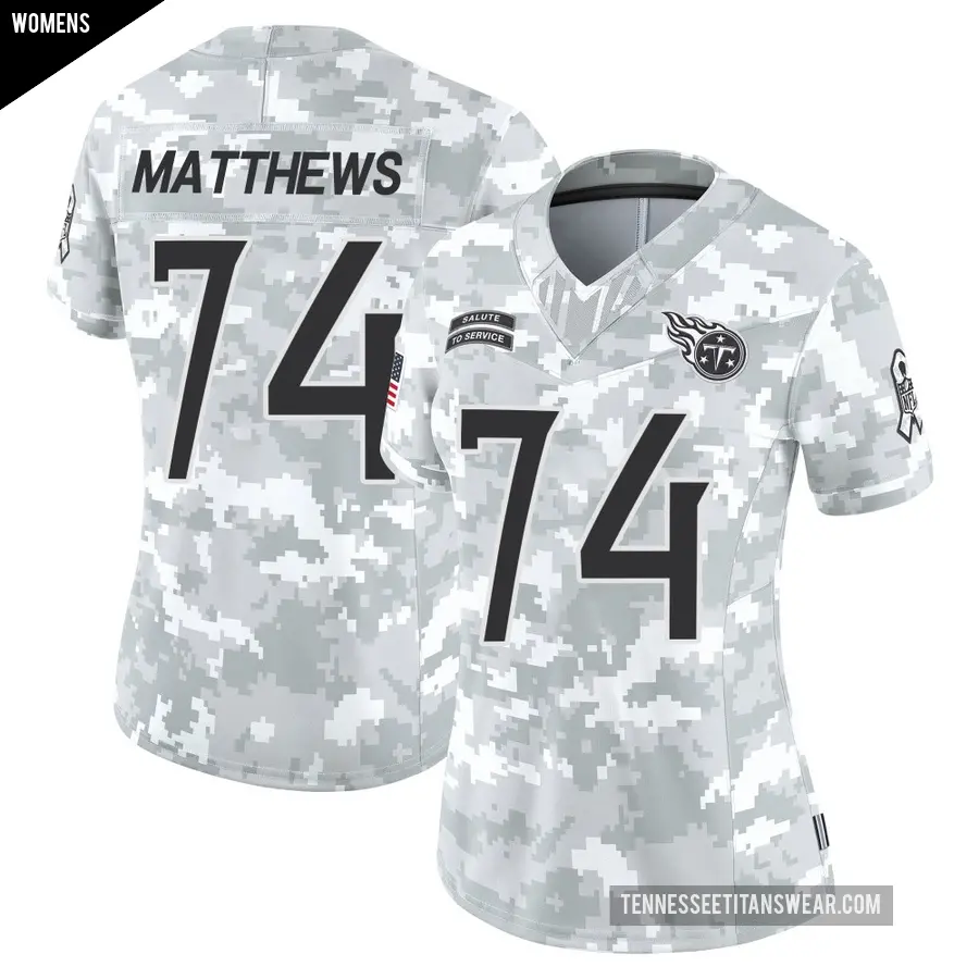 Women's Tennessee Titans ＃74 Bruce Matthews Arctic Camo Limited 2024 Salute to Service Jersey
