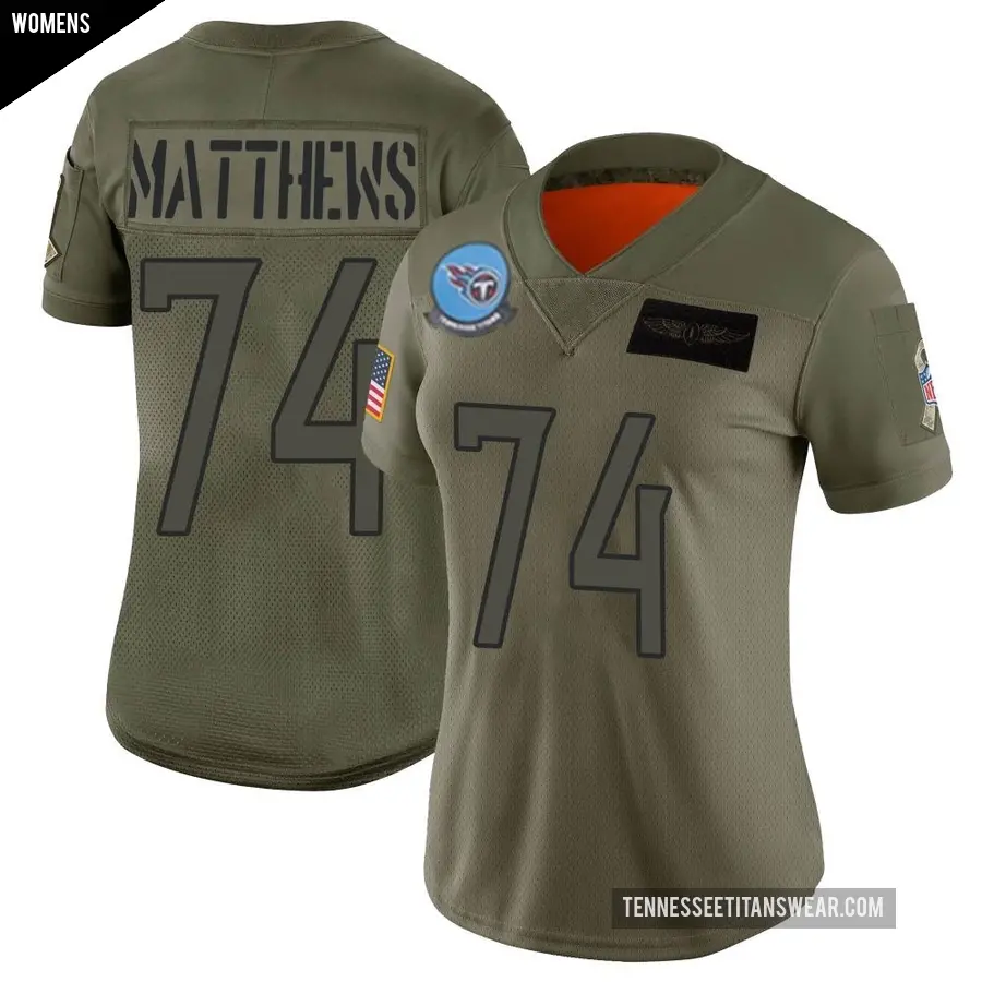 Women's Tennessee Titans ＃74 Bruce Matthews Camo Limited 2019 Salute to Service Jersey