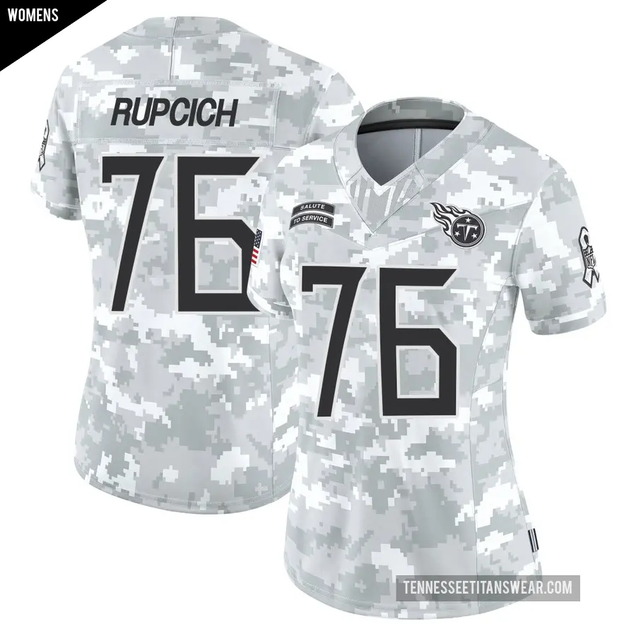 Women's Tennessee Titans ＃76 Andrew Rupcich Arctic Camo Limited 2024 Salute to Service Jersey