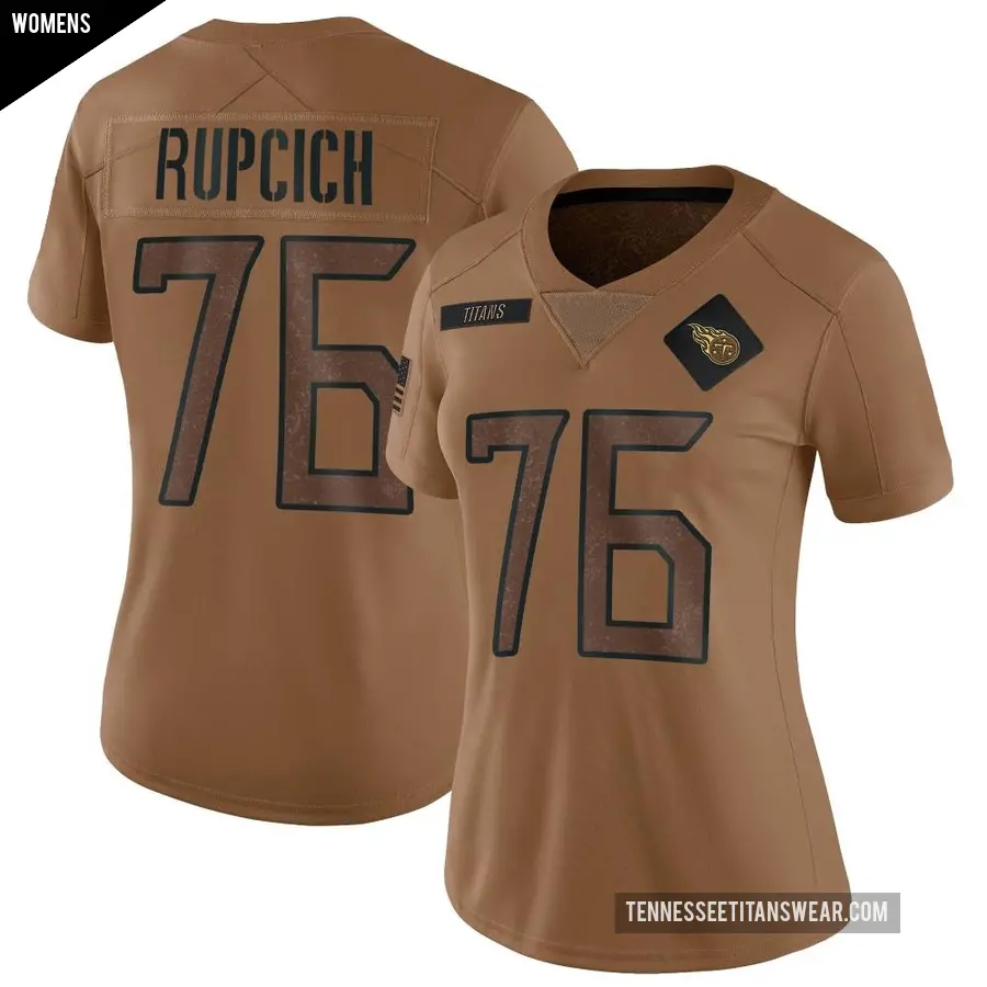 Women's Tennessee Titans ＃76 Andrew Rupcich Brown Limited 2023 Salute To Service Jersey