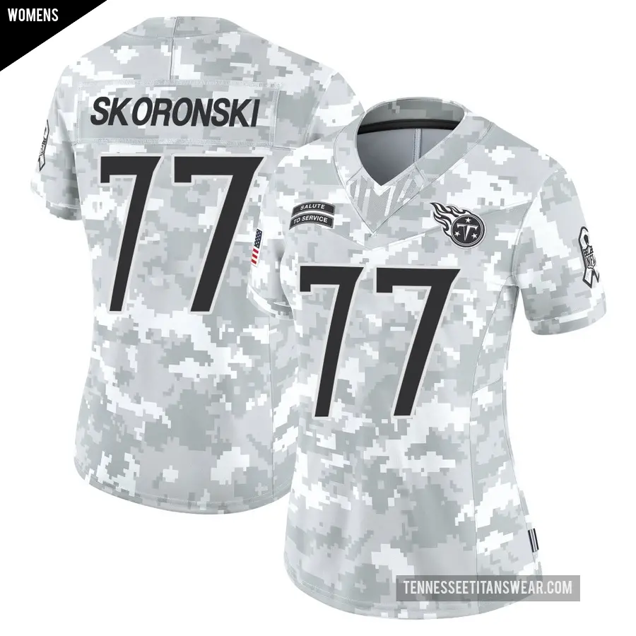 Women's Tennessee Titans ＃77 Peter Skoronski Arctic Camo Limited 2024 Salute to Service Jersey