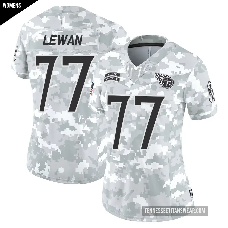 Women's Tennessee Titans ＃77 Taylor Lewan Arctic Camo Limited 2024 Salute to Service Jersey