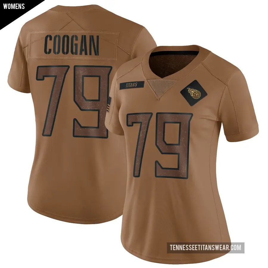 Women's Tennessee Titans ＃79 Pat Coogan Brown Limited 2023 Salute To Service Jersey
