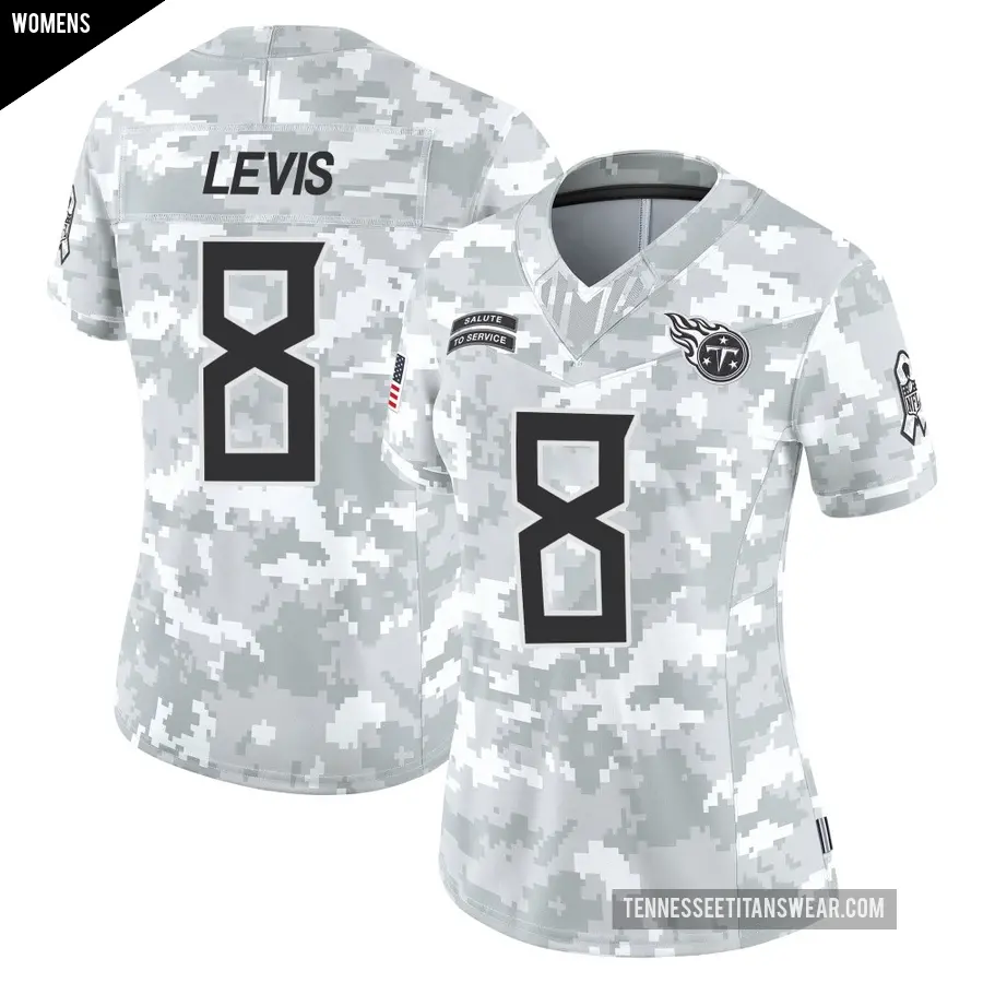 Women's Tennessee Titans ＃8 Will Levis Arctic Camo Limited 2024 Salute to Service Jersey