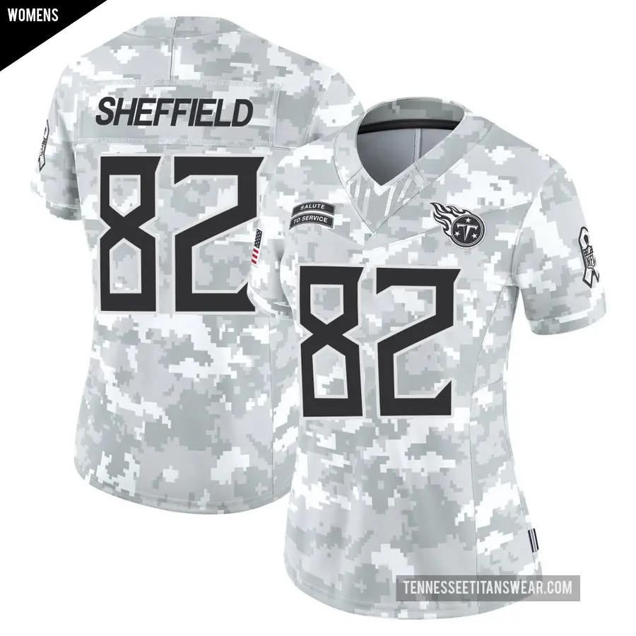 Women's Tennessee Titans ＃82 TJ Sheffield Arctic Camo Limited 2024 Salute to Service Jersey