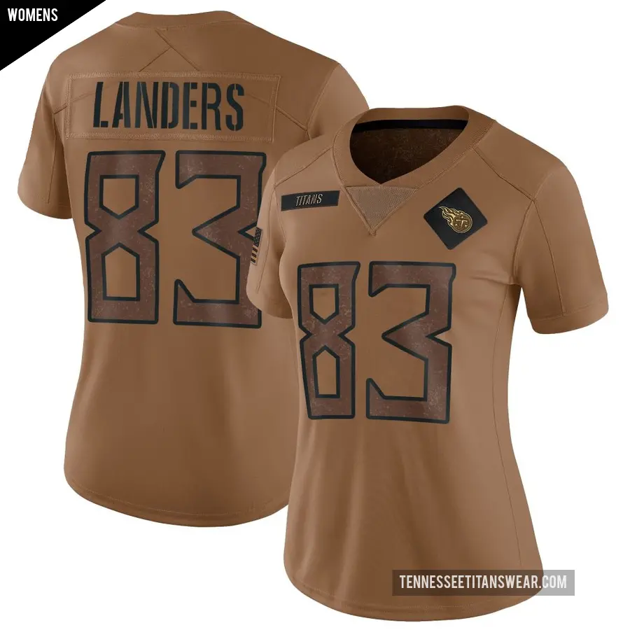 Women's Tennessee Titans ＃83 Matt Landers Brown Limited 2023 Salute To Service Jersey