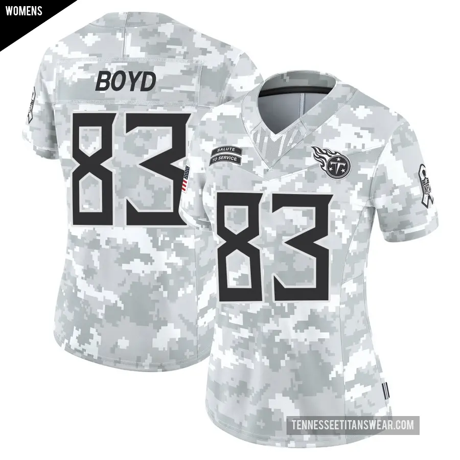Women's Tennessee Titans ＃83 Tyler Boyd Arctic Camo Limited 2024 Salute to Service Jersey
