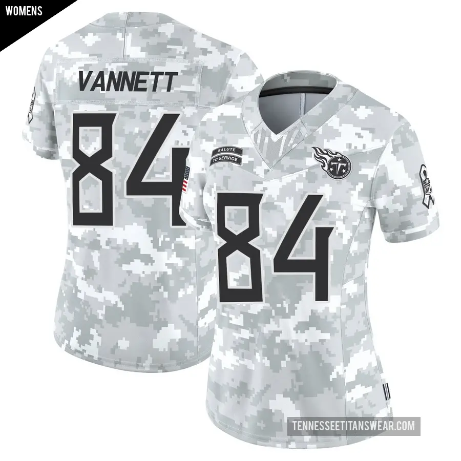 Women's Tennessee Titans ＃84 Nick Vannett Arctic Camo Limited 2024 Salute to Service Jersey
