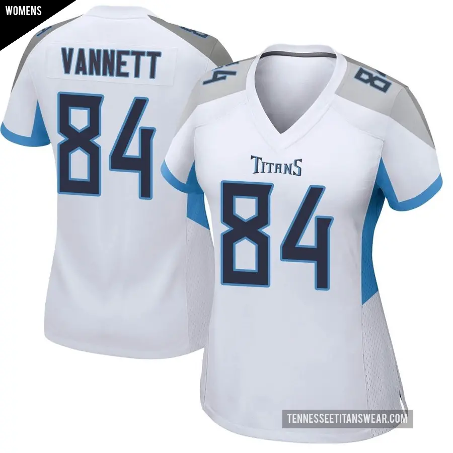 Women's Tennessee Titans ＃84 Nick Vannett White Game Jersey