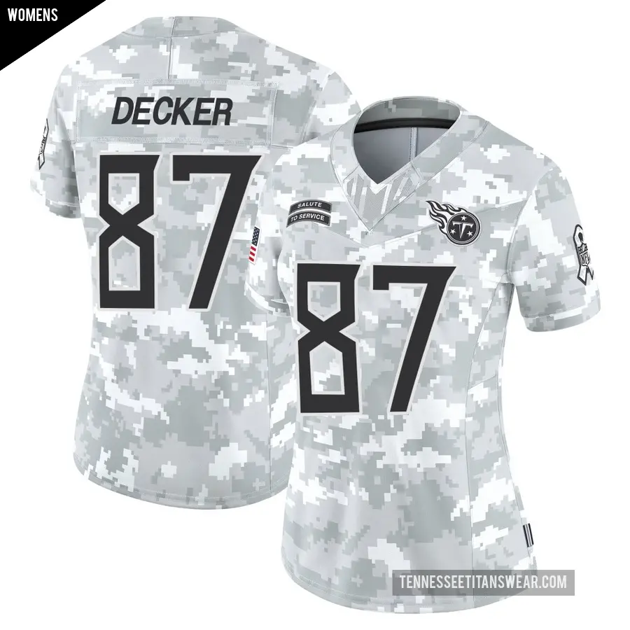 Women's Tennessee Titans ＃87 Eric Decker Arctic Camo Limited 2024 Salute to Service Jersey