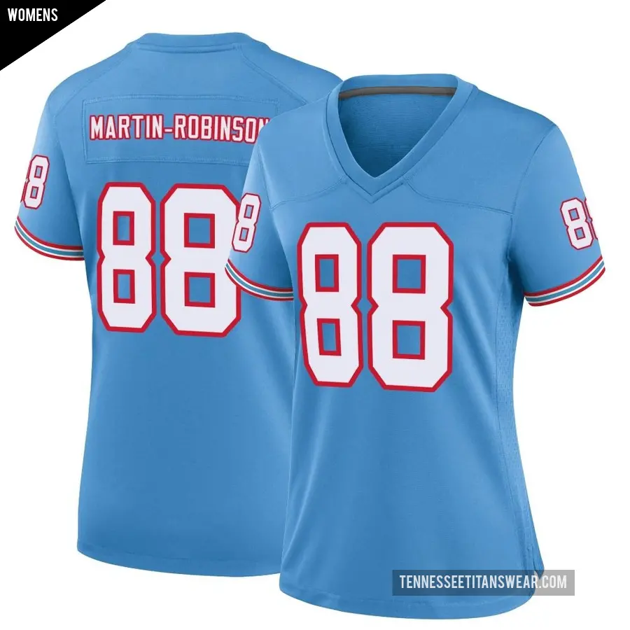 Women's Tennessee Titans ＃88 David Martin-Robinson Light Blue Game Oilers Throwback Alternate Jersey