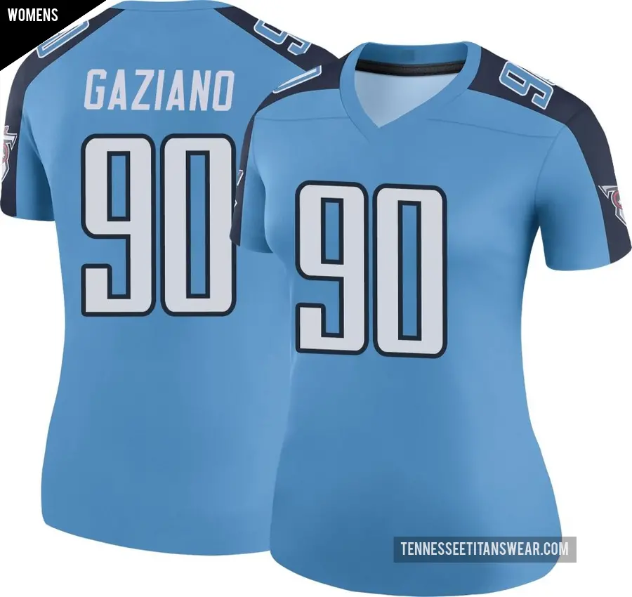 Women's Tennessee Titans ＃90 Joe Gaziano Light Blue Legend Color Rush Jersey