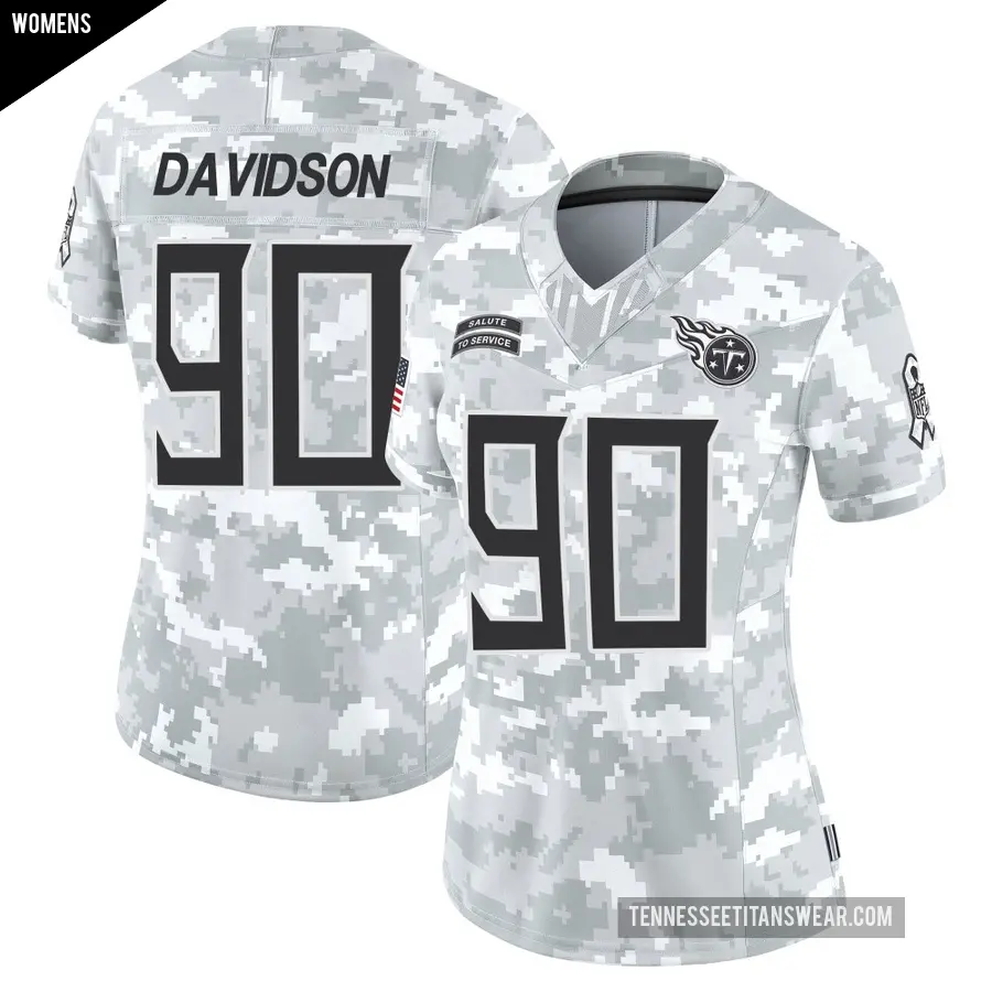 Women's Tennessee Titans ＃90 Marlon Davidson Arctic Camo Limited 2024 Salute to Service Jersey