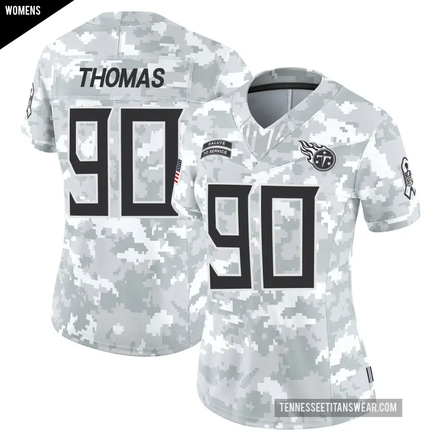Women's Tennessee Titans ＃90 Solomon Thomas Arctic Camo Limited 2024 Salute to Service Jersey