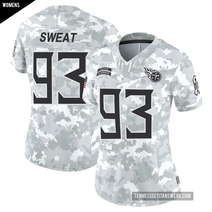 Women's Tennessee Titans ＃93 T'Vondre Sweat Arctic Camo Limited 2024 Salute to Service Jersey