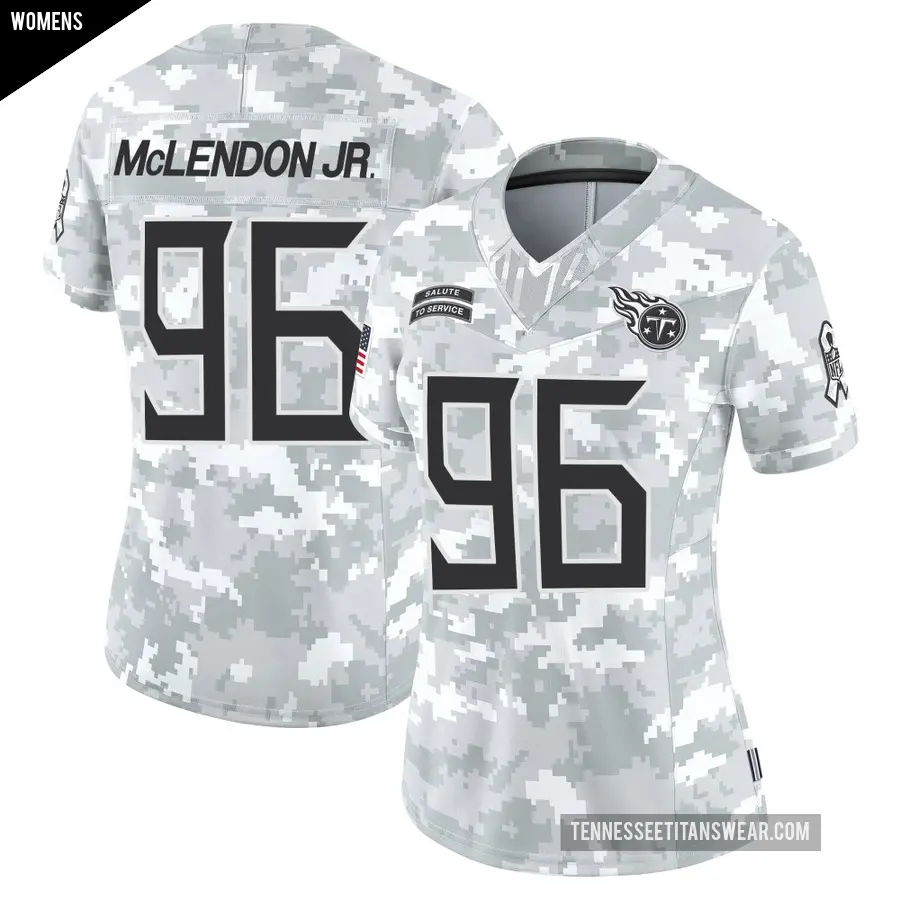 Women's Tennessee Titans ＃96 TK McLendon Jr. Arctic Camo Limited 2024 Salute to Service Jersey