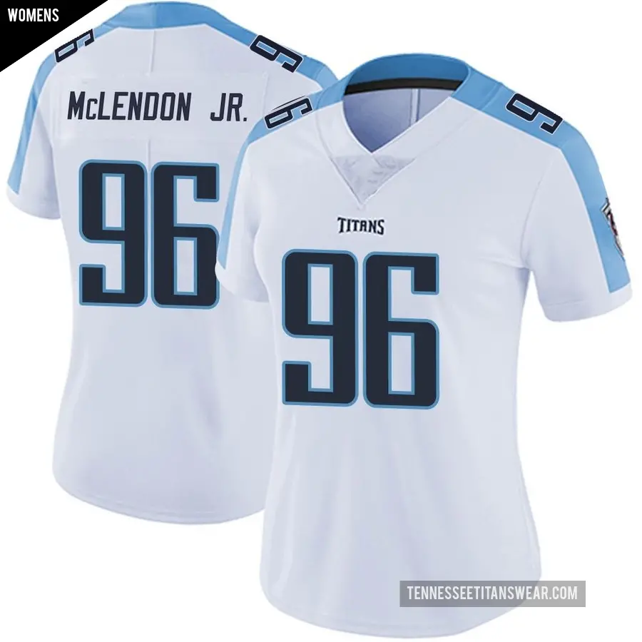 Women's Tennessee Titans ＃96 TK McLendon Jr. White Limited Vapor Untouchable Jersey