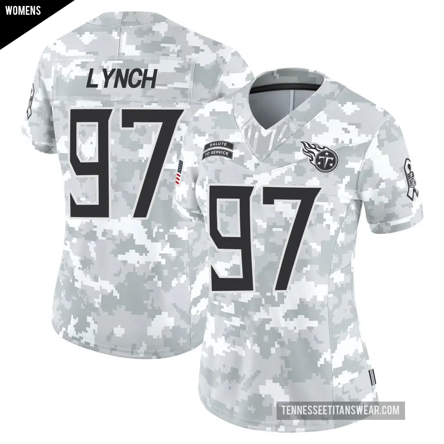 Women's Tennessee Titans ＃97 James Lynch Arctic Camo Limited 2024 Salute to Service Jersey