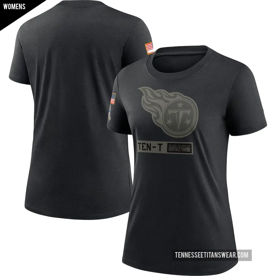 Women's Tennessee Titans Black 2020 Salute To Service Performance T-Shirt