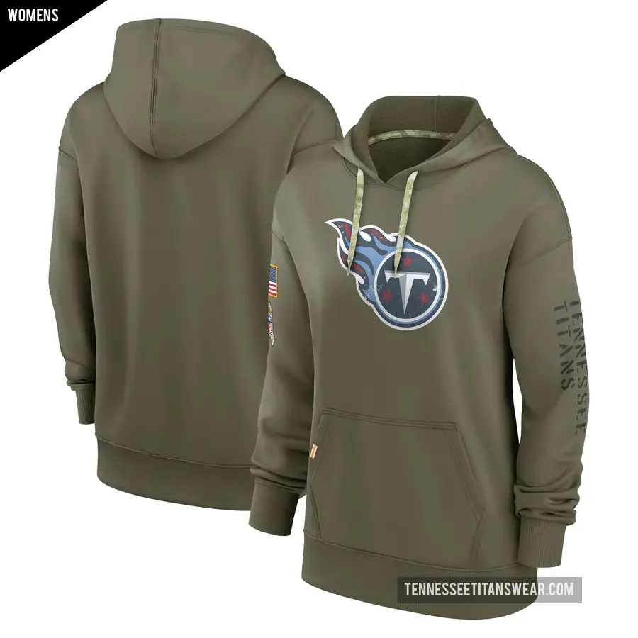 Women's Tennessee Titans Olive 2022 Salute to Service Performance Pullover Hoodie