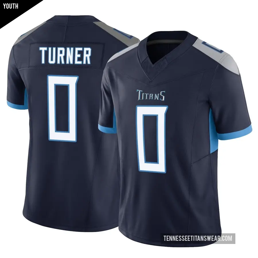 Youth Tennessee Titans ＃0 Cole Turner Navy Limited Vapor F.U.S.E. Jersey