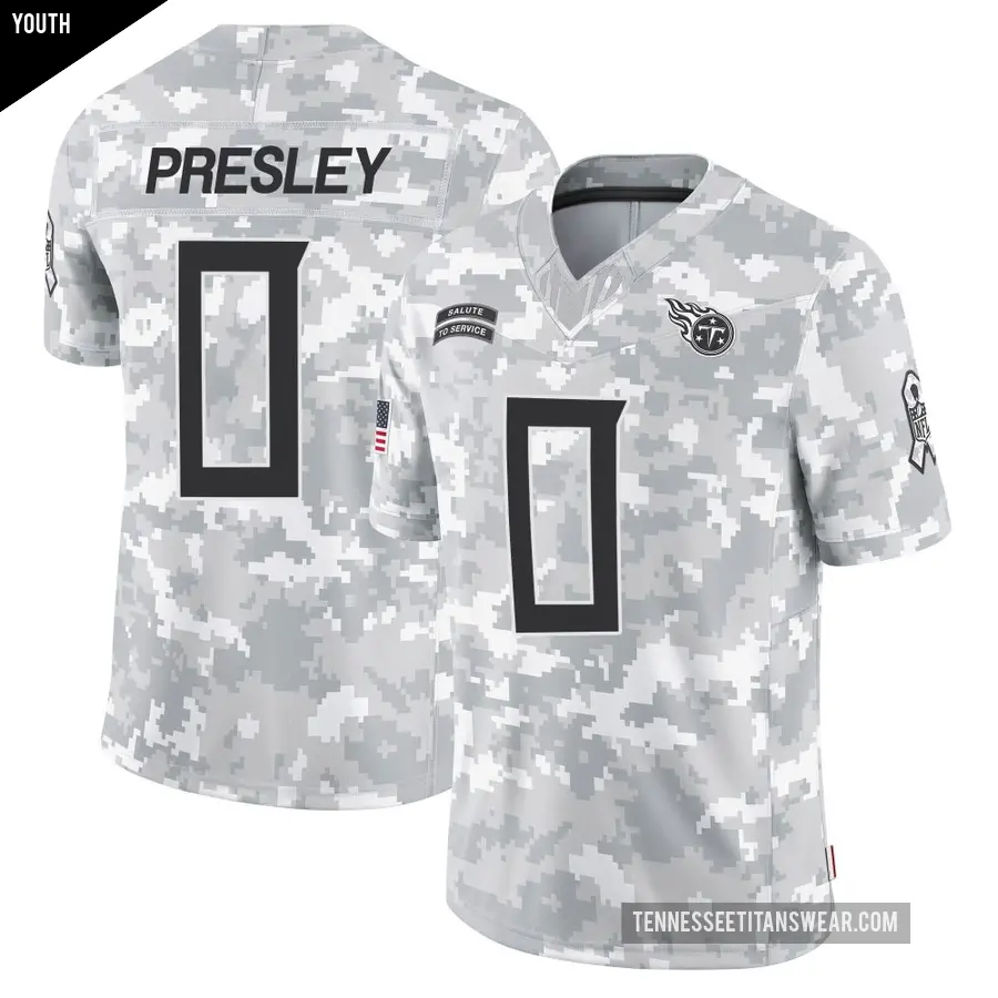 Youth Tennessee Titans ＃0 Hal Presley Arctic Camo Limited 2024 Salute to Service Jersey