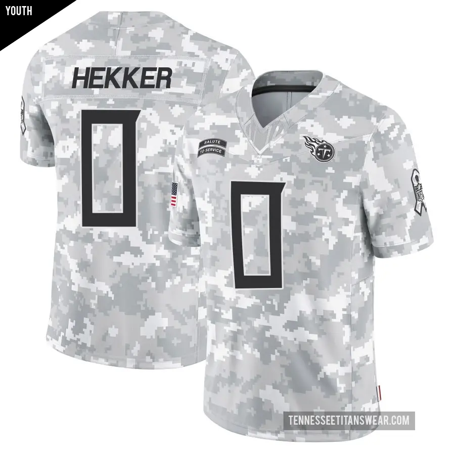 Youth Tennessee Titans ＃0 Johnny Hekker Arctic Camo Limited 2024 Salute to Service Jersey
