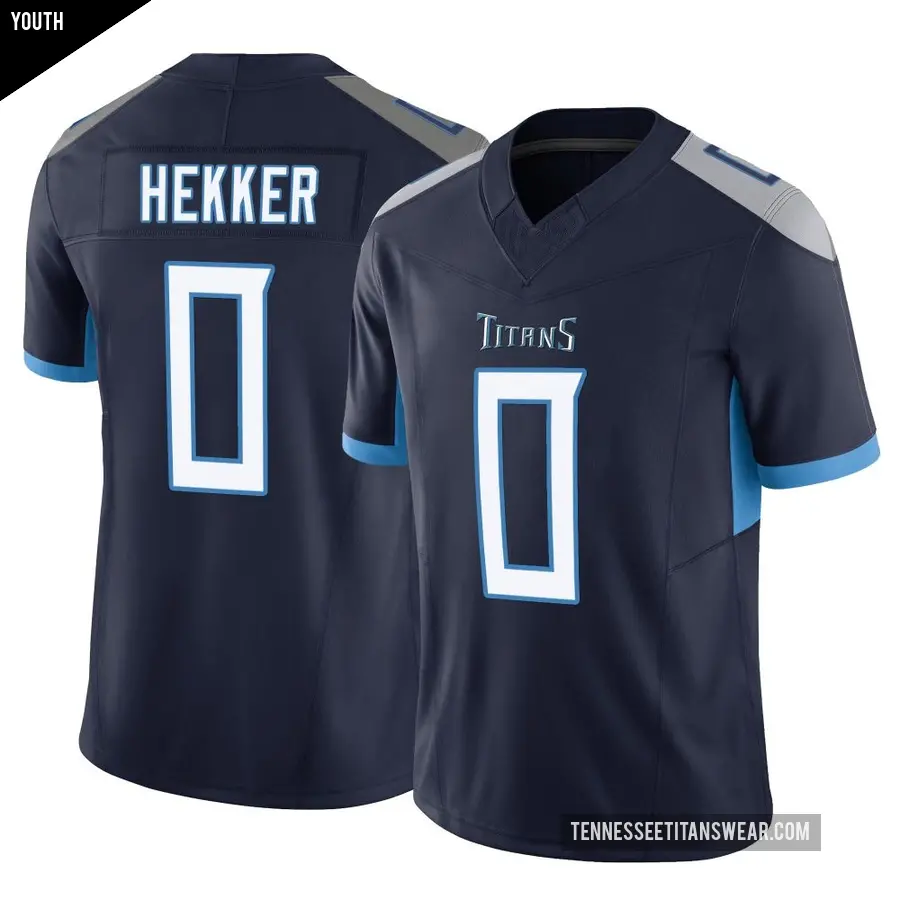 Youth Tennessee Titans ＃0 Johnny Hekker Navy Limited Vapor F.U.S.E. Jersey