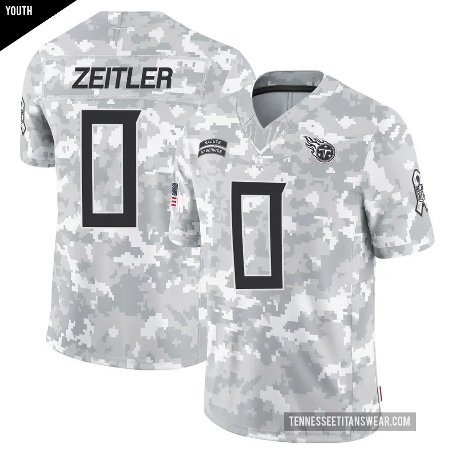 Youth Tennessee Titans ＃0 Kevin Zeitler Arctic Camo Limited 2024 Salute to Service Jersey